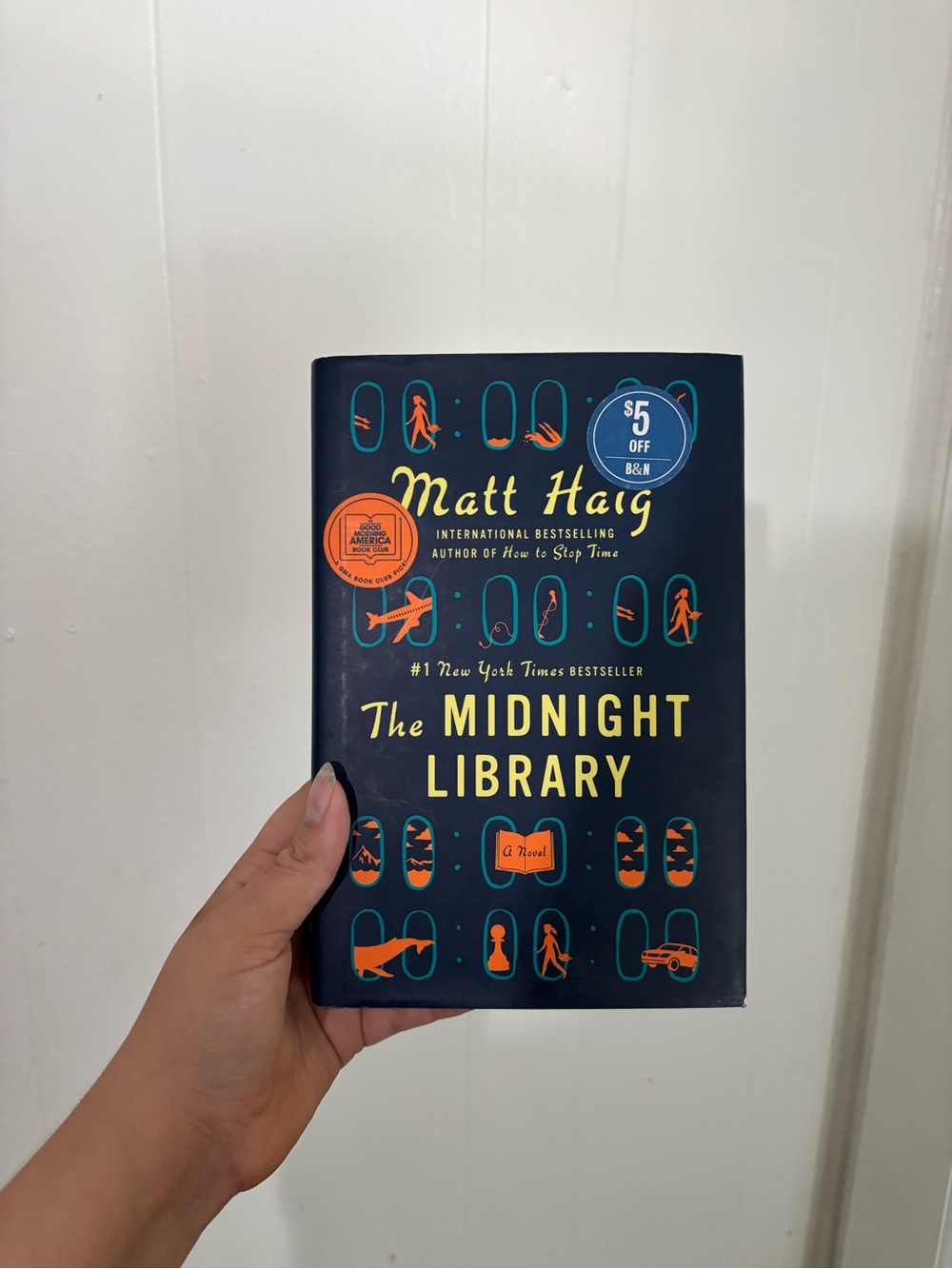 The Midnight Library by Matt Haig - Navy & Yellow Cover